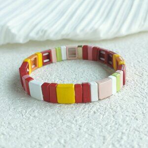 Roxanne Assoulin - Rainbow Brite Gold Enamel Stretch Bracelet - NEW